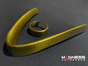 Alfa Romeo Giulia Front V Shield Grill Frame + Emblem Frame Kit - Carbon Fiber - Yellow Matte Finish Alfa Romeo Giulia Front V Shield Grill Frame + Emblem Frame Kit - Carbon Fiber - Yellow Matte Finish